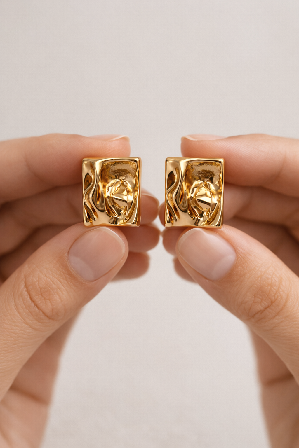 Gold Molten Stud Earrings
