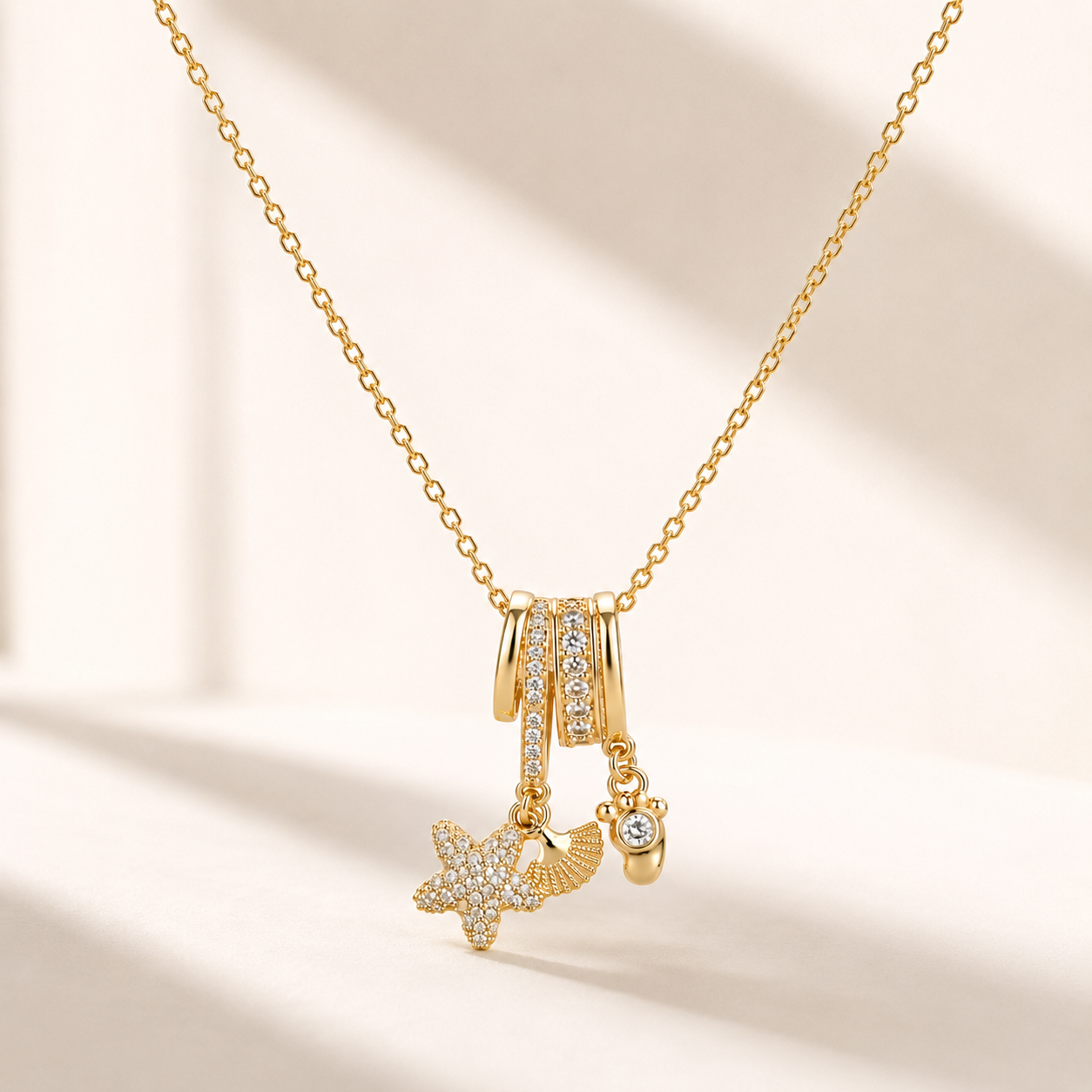 Gold Starfish Charm Necklace