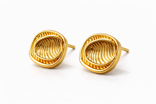 Chunky Textured Oval Stud Earrings