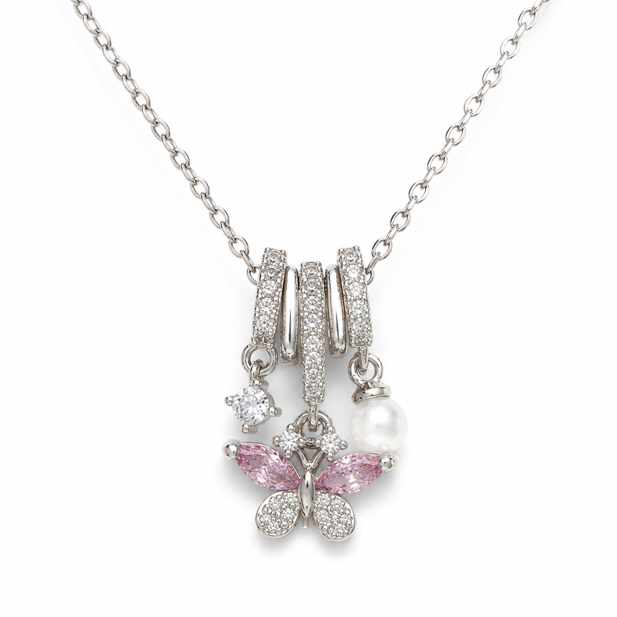 Silver Butterfly Pendant Necklace