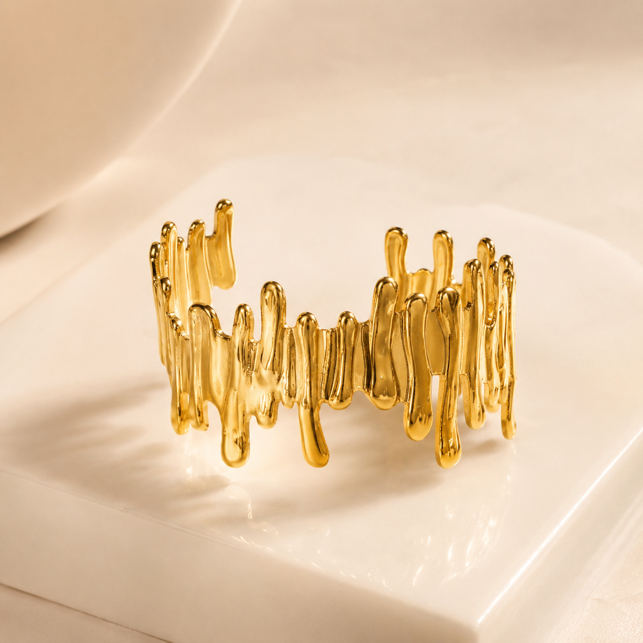 Molten Gold Statement Cuff Bracelet