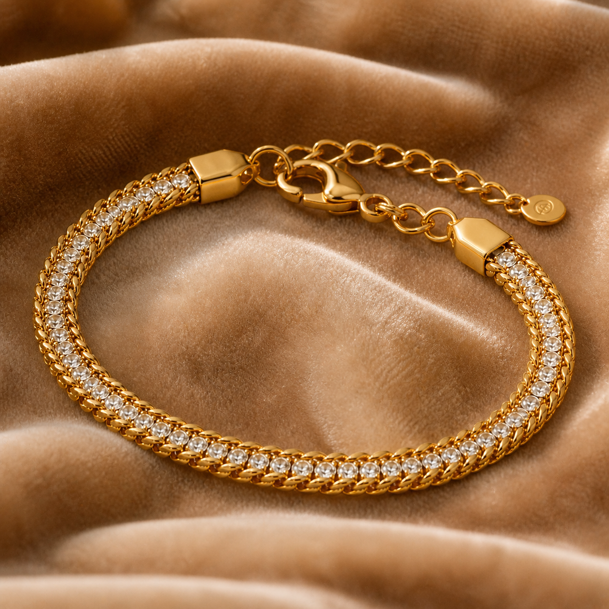 Celeste Dual Row Crystal Tennis Bracelet (Gold)