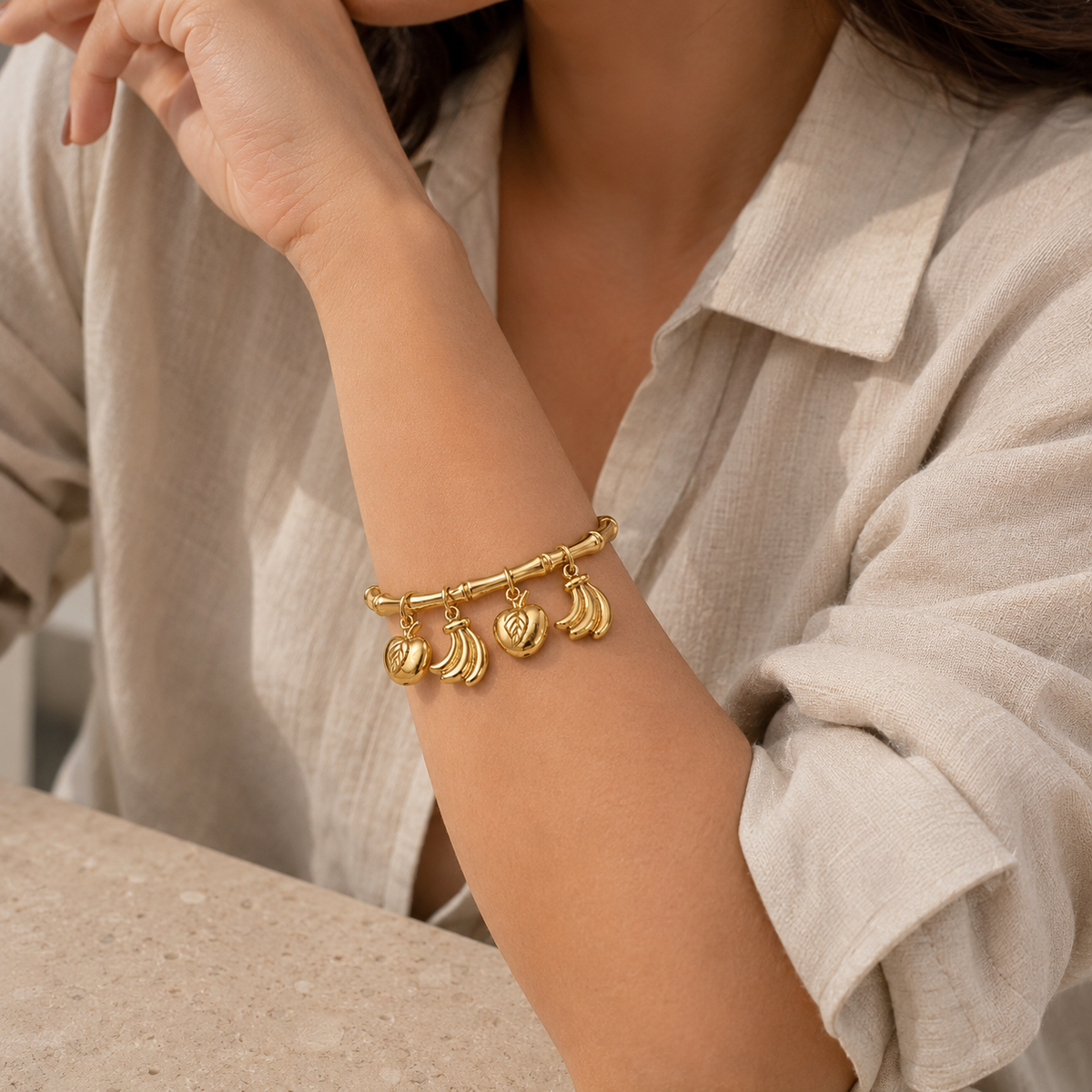 Bamboo Fruit Charm Bracelet
