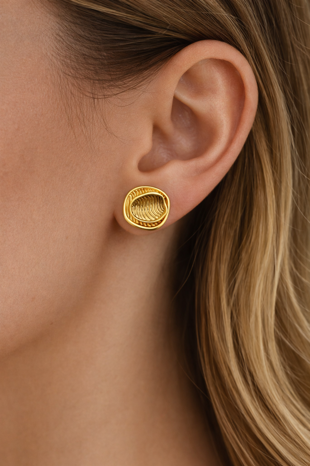 Chunky Textured Oval Stud Earrings