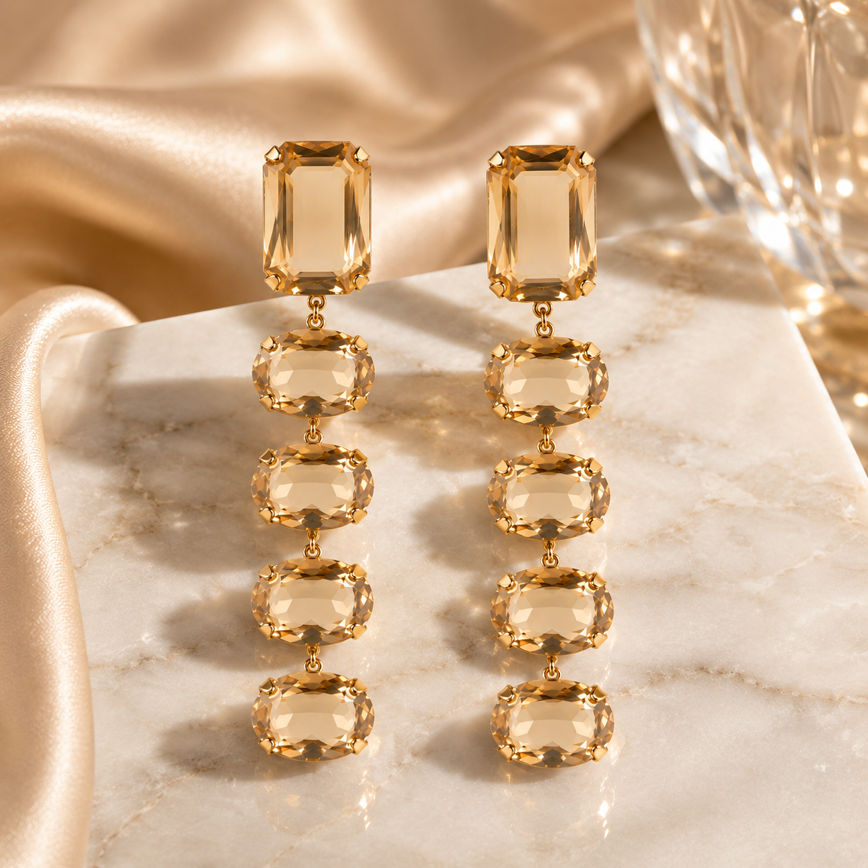 Champagne Crystal Drop Earrings