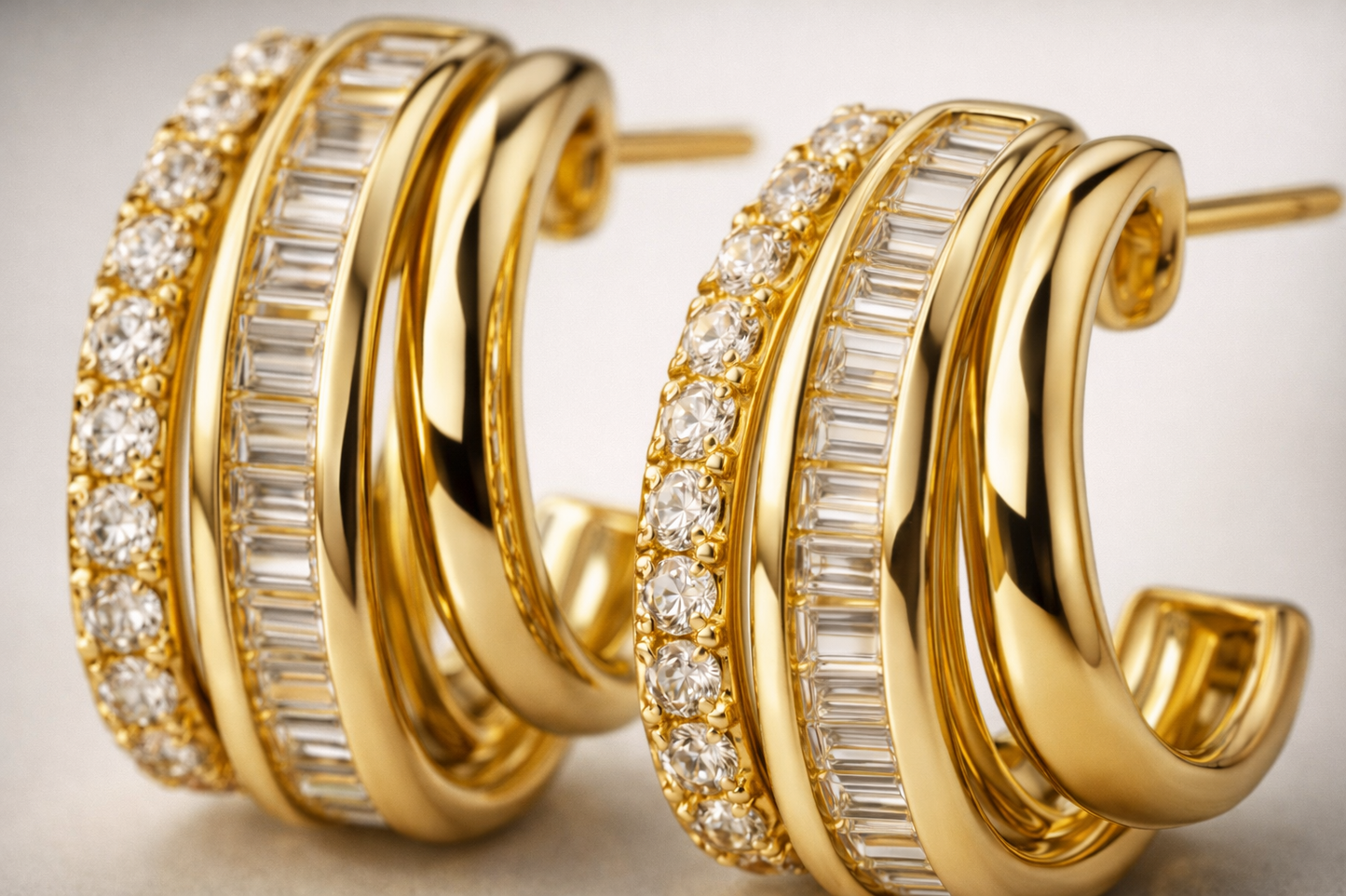 Gold Layered Crystal Hoop Earrings
