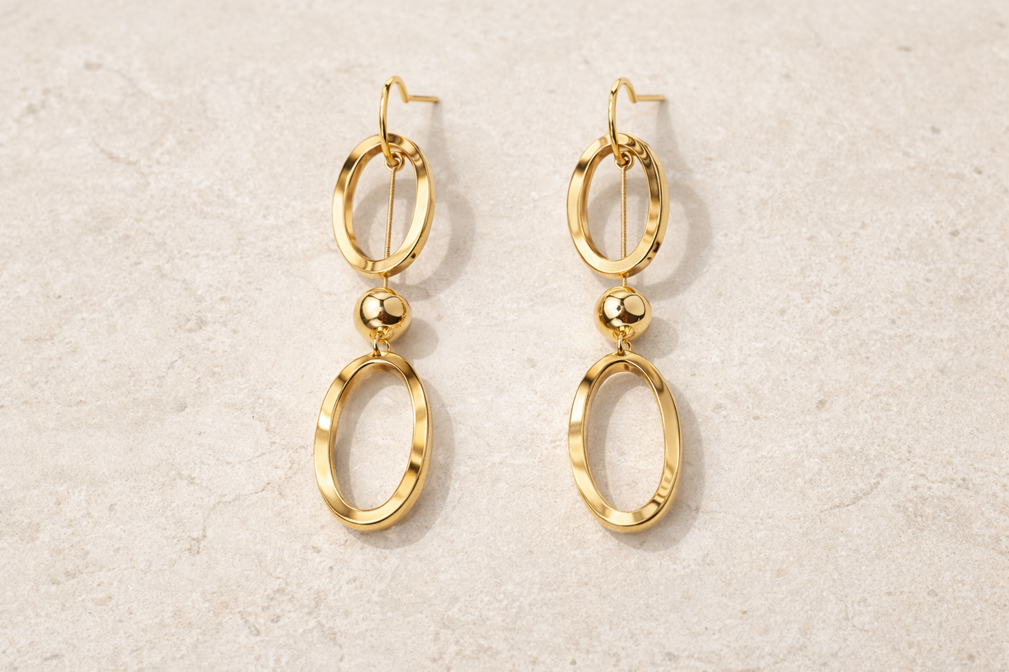 Gold Oval Drop Hoops