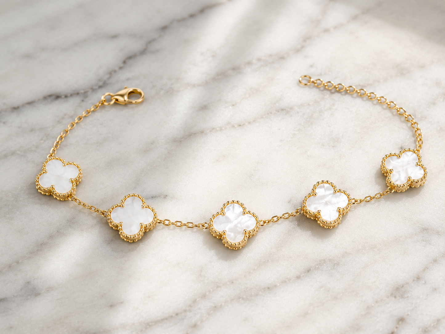 White Clover Gold Bracelet
