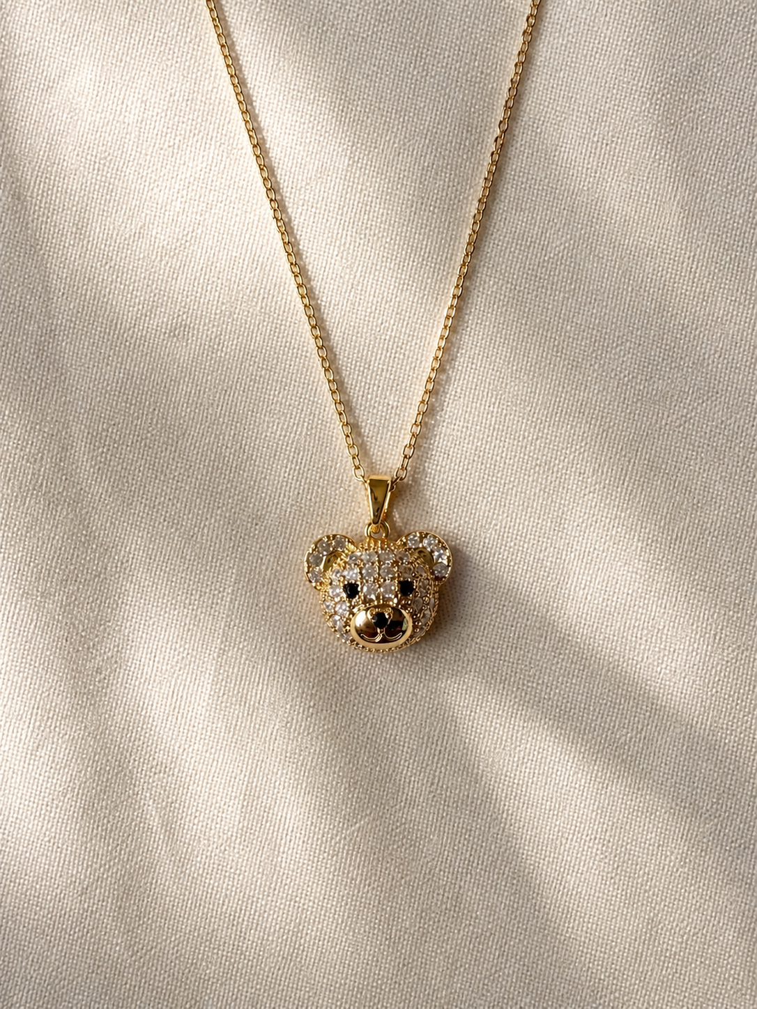 Celeste Teddy Bear Crystal Pendant Necklace