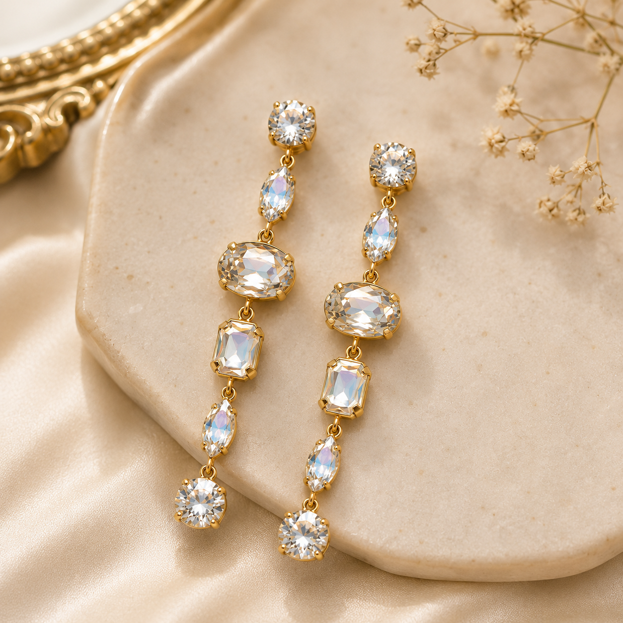 Aurora Crystal Cascade Drop Earrings