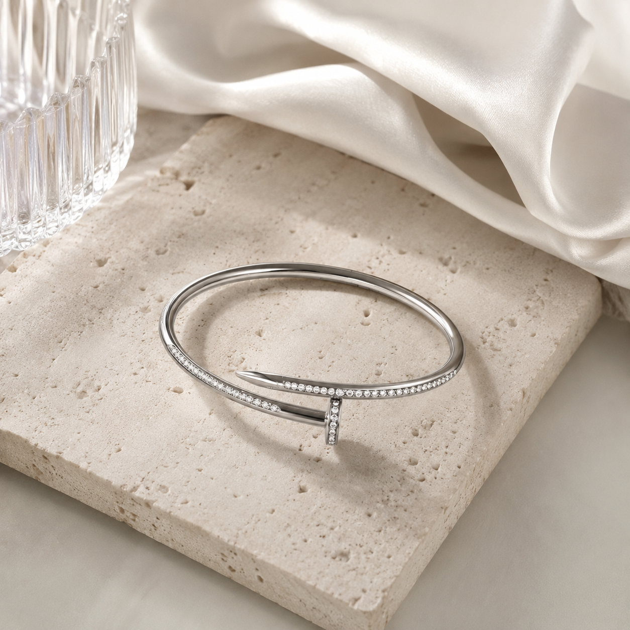 Luxe Nail Pavé Open Bracelet