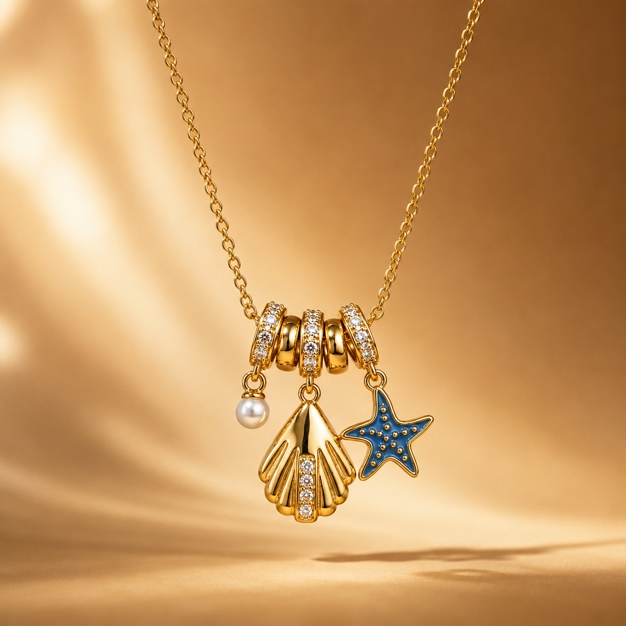Gold Starfish Charm Necklace