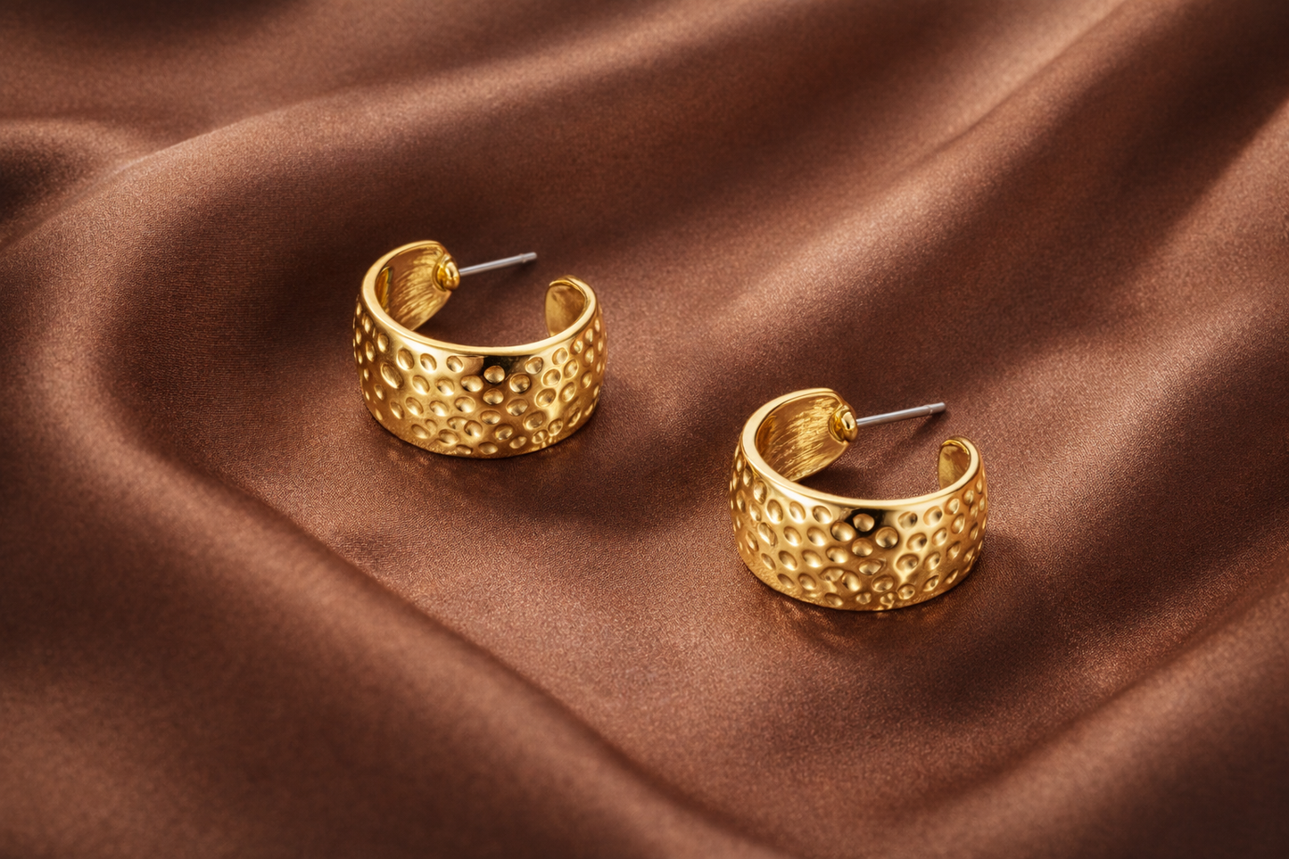 Gold Textured C Hoop Earrings