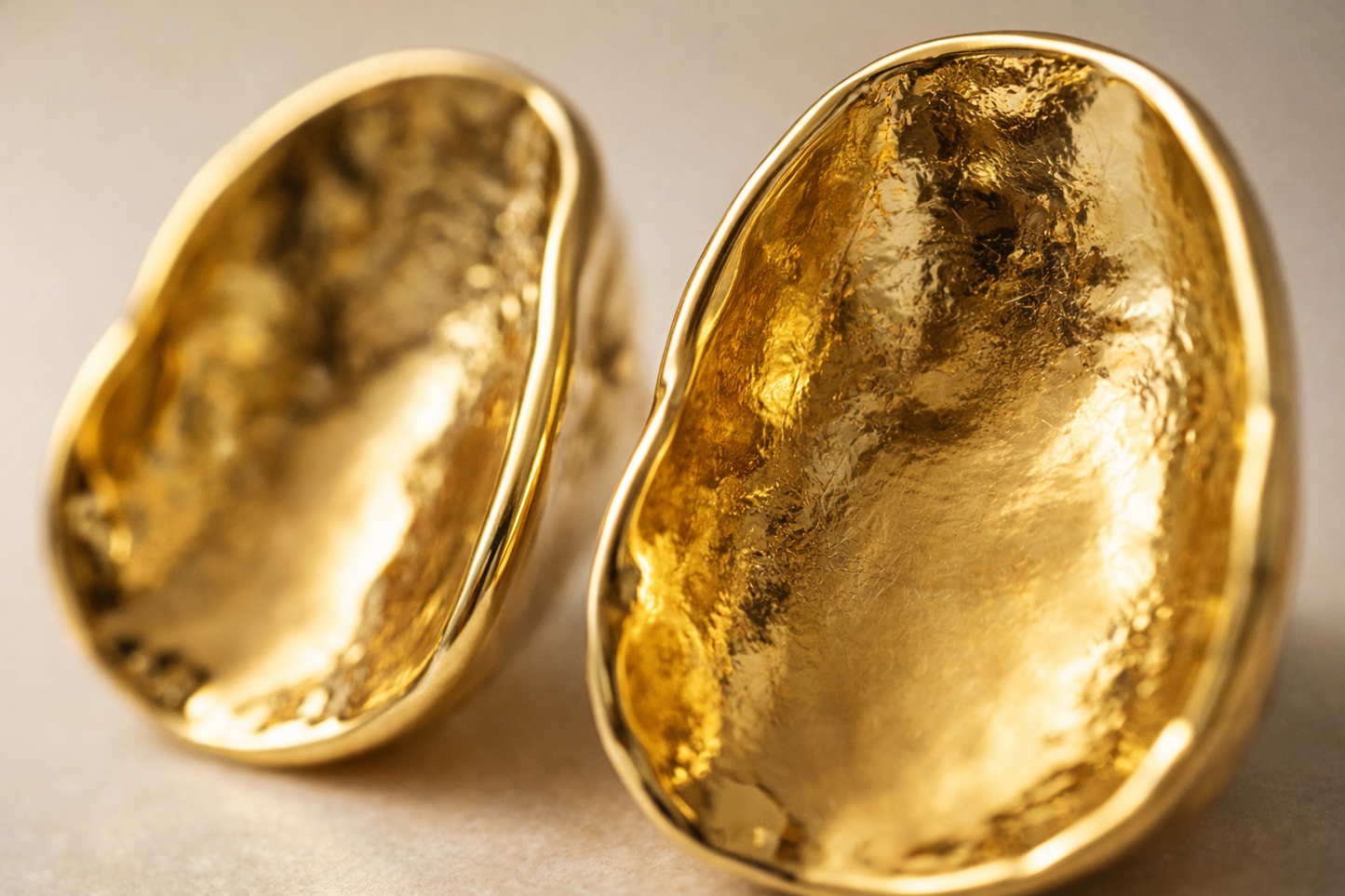 Gold Oval Stud Earrings