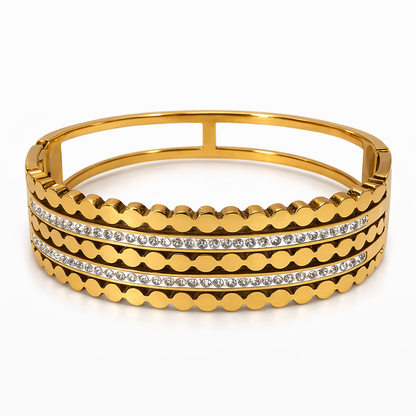 Triple Row Diamond Gold Cuff Bracelet