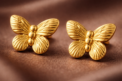 Gold Butterfly Stud Earrings