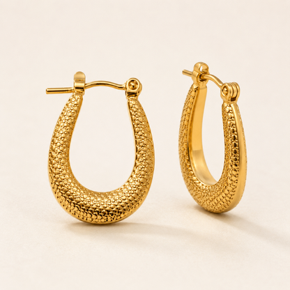 Textured Teardrop Gold Hoop Earrings