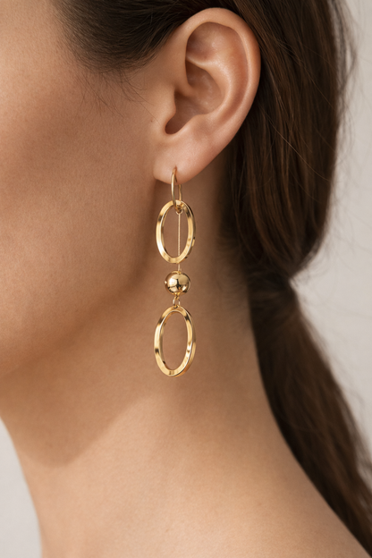 Gold Oval Drop Hoops