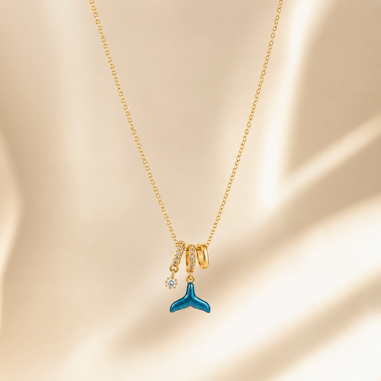 Gold Whale Tail Charm Necklace