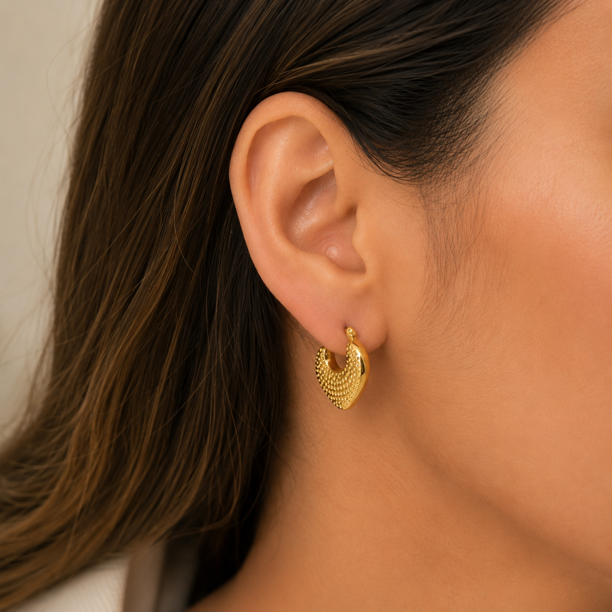 Hammered Gold Hoop Earrings