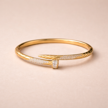 Diamond Nail Gold Bracelet