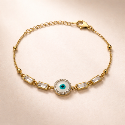 Gold Evil Eye Crystal Protection Bracelet