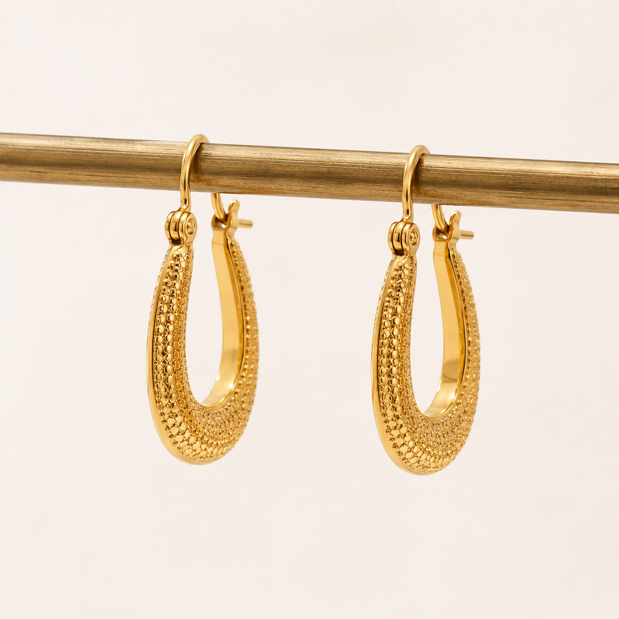 Textured Teardrop Gold Hoop Earrings