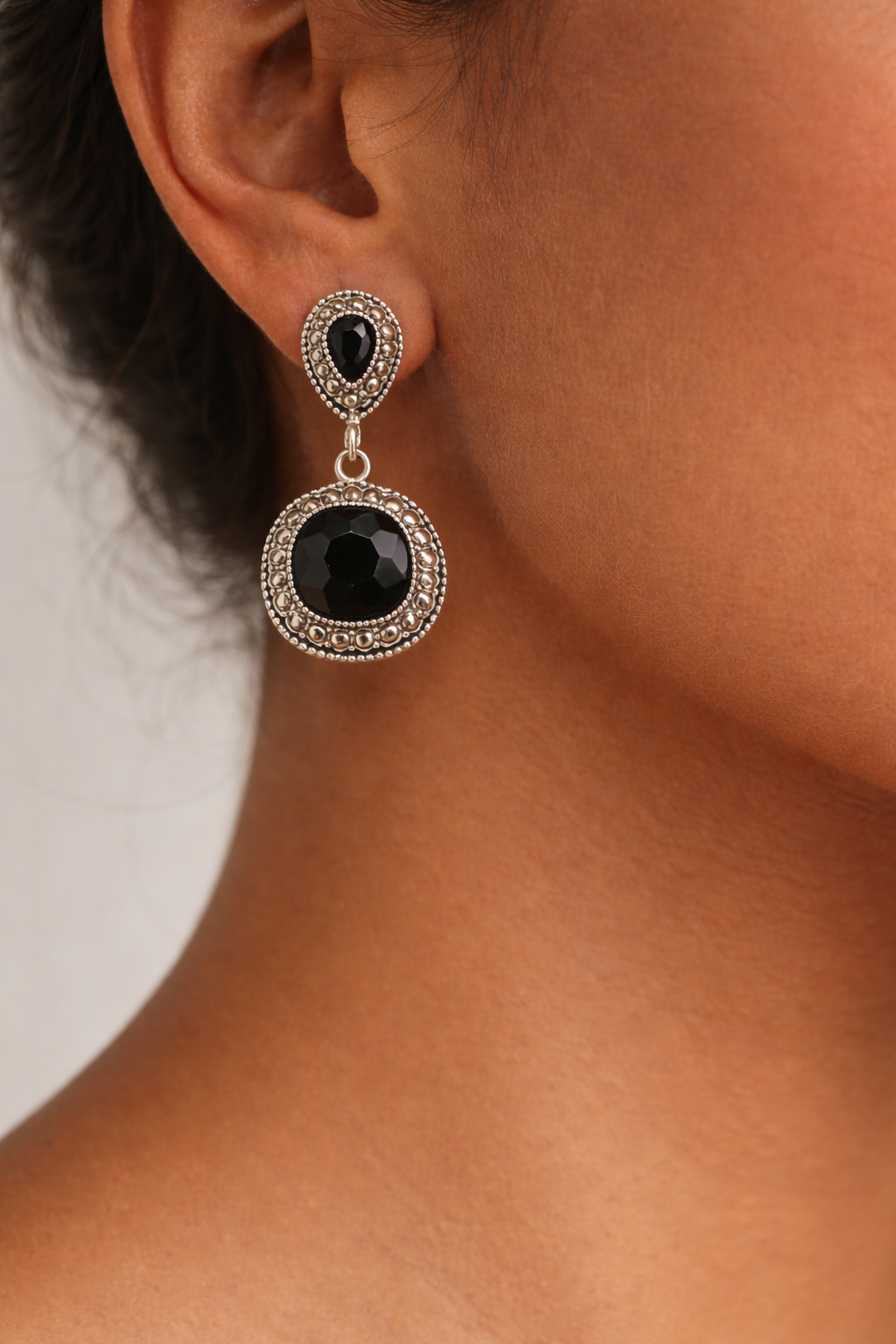 Black Crystal Vintage Drop Earrings