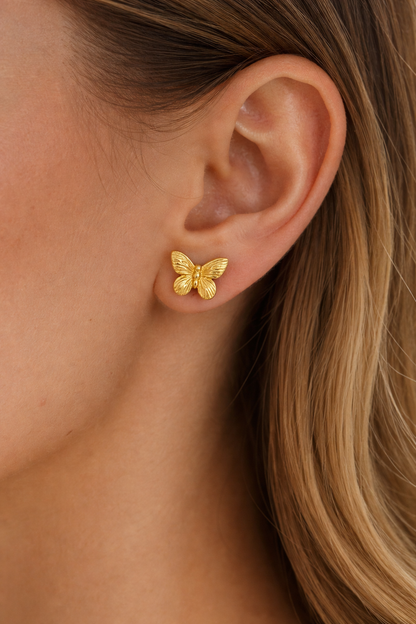 Gold Butterfly Stud Earrings