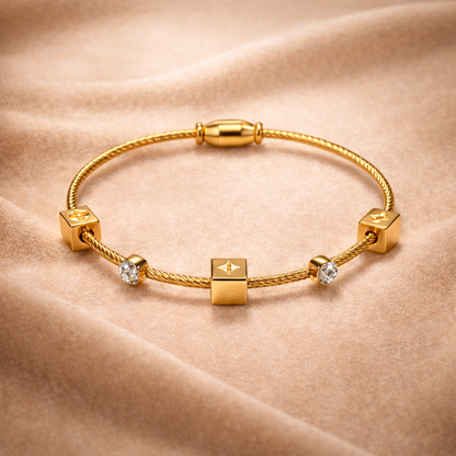 Gold Cable Charm Bracelet