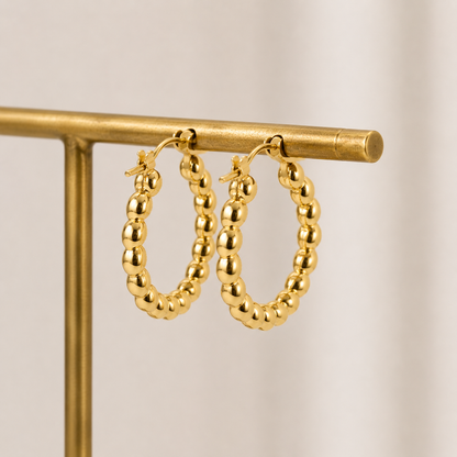 Minimal Gold Beaded Hoop Earrings