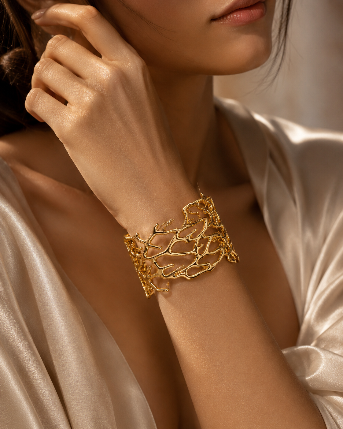Molten Gold Coral Cuff Bracelet