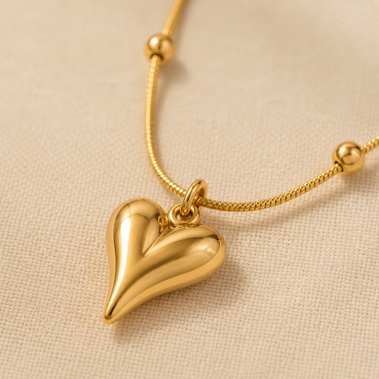 Celeste Luxe Heart Pendant Beaded Chain Necklace