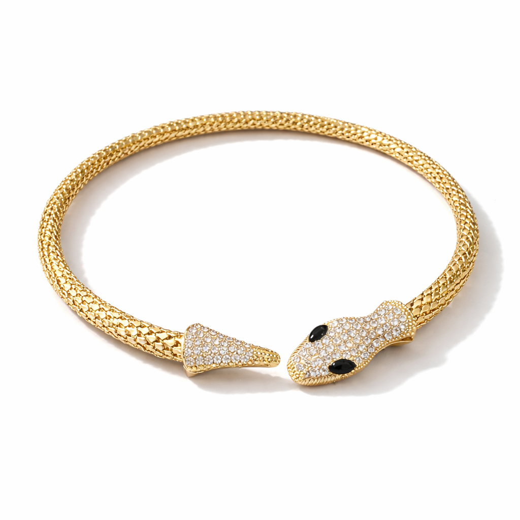 Gold Statement Snake Choker Necklace
