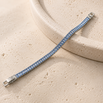 Sky Blue Baguette Tennis Bracelet