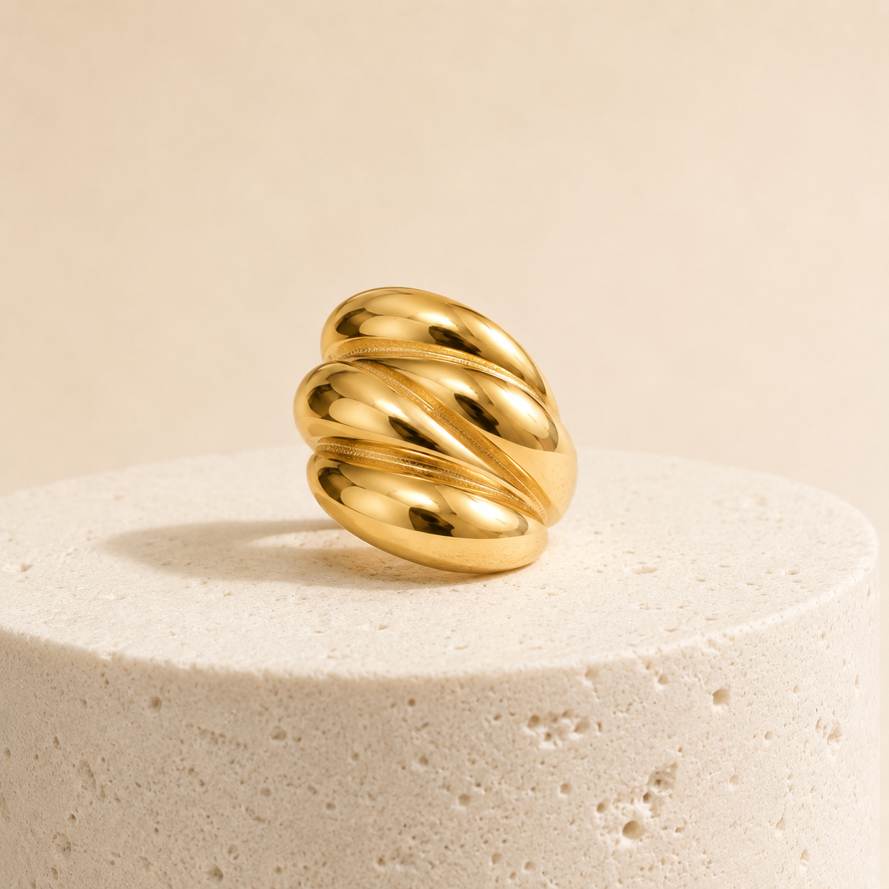 Triple Dome Gold Statement Ring