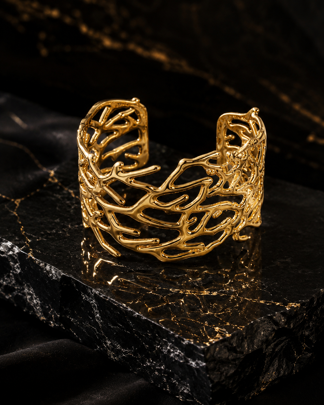 Molten Gold Coral Cuff Bracelet