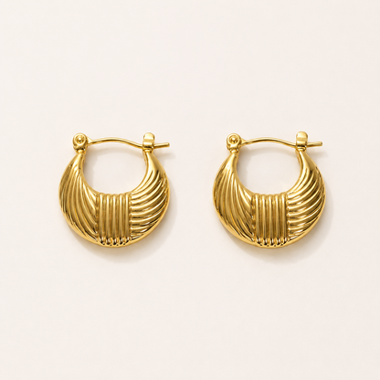 Ribbed Gold Hoop Earrings