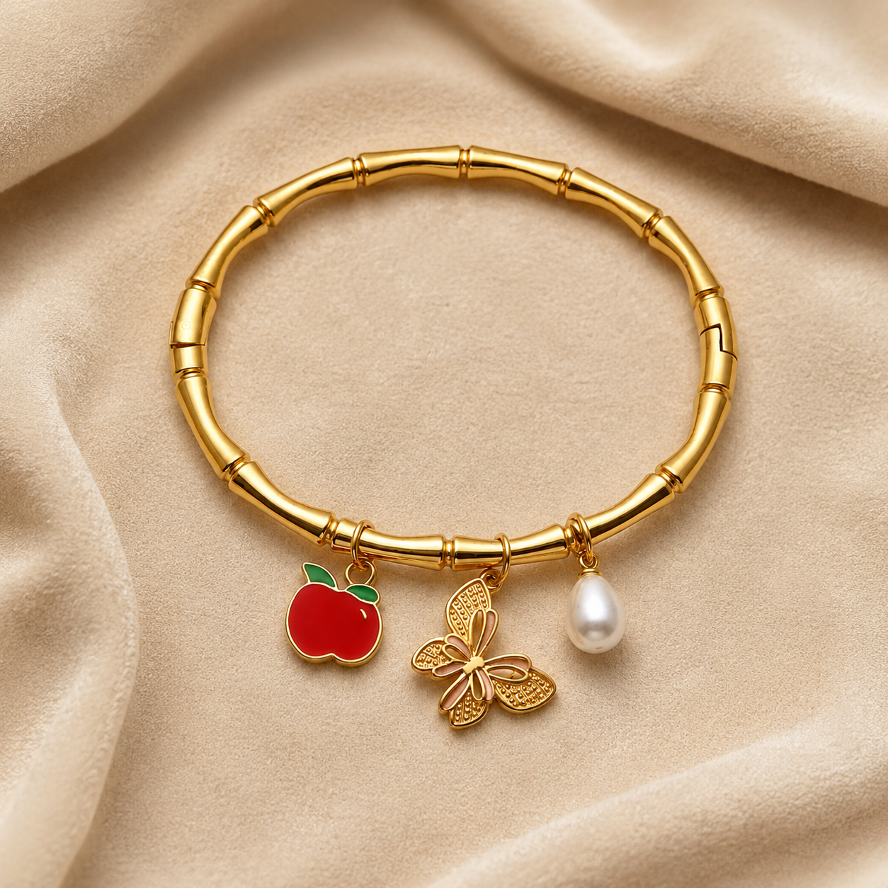 Gold Charm Bamboo Bracelet
