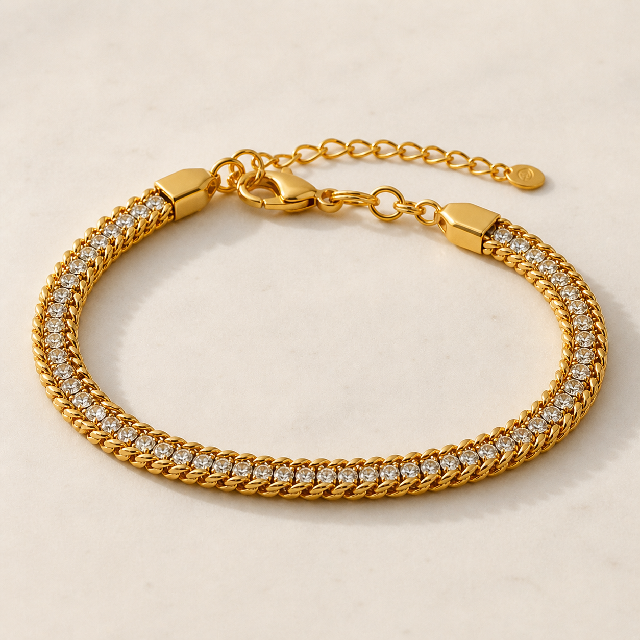 Celeste Dual Row Crystal Tennis Bracelet (Gold)