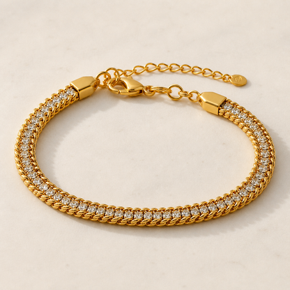 Celeste Dual Row Crystal Tennis Bracelet (Gold)