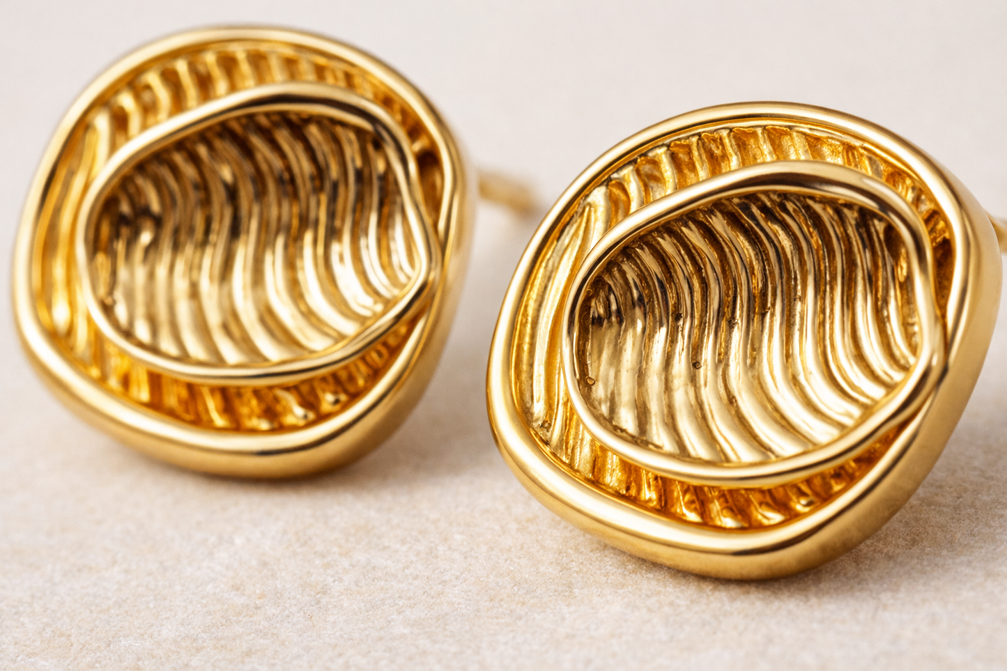 Chunky Textured Oval Stud Earrings
