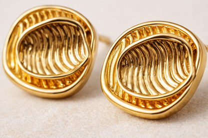 Chunky Textured Oval Stud Earrings