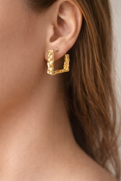 Gold Square Hoop Earrings
