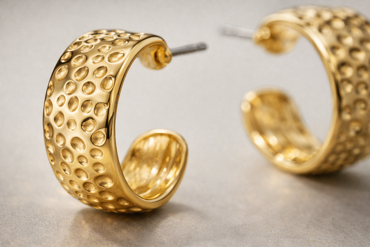Gold Textured C Hoop Earrings