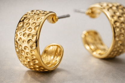 Gold Textured C Hoop Earrings