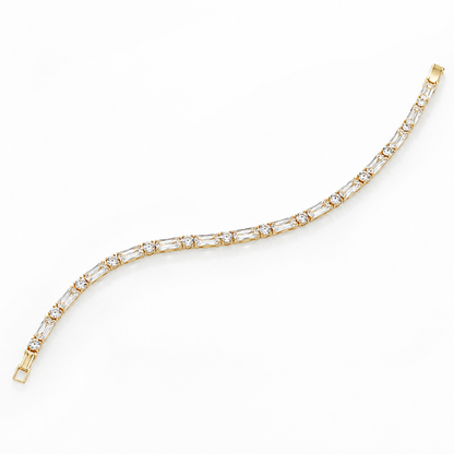 Gold Baguette Crystal Tennis Bracelet