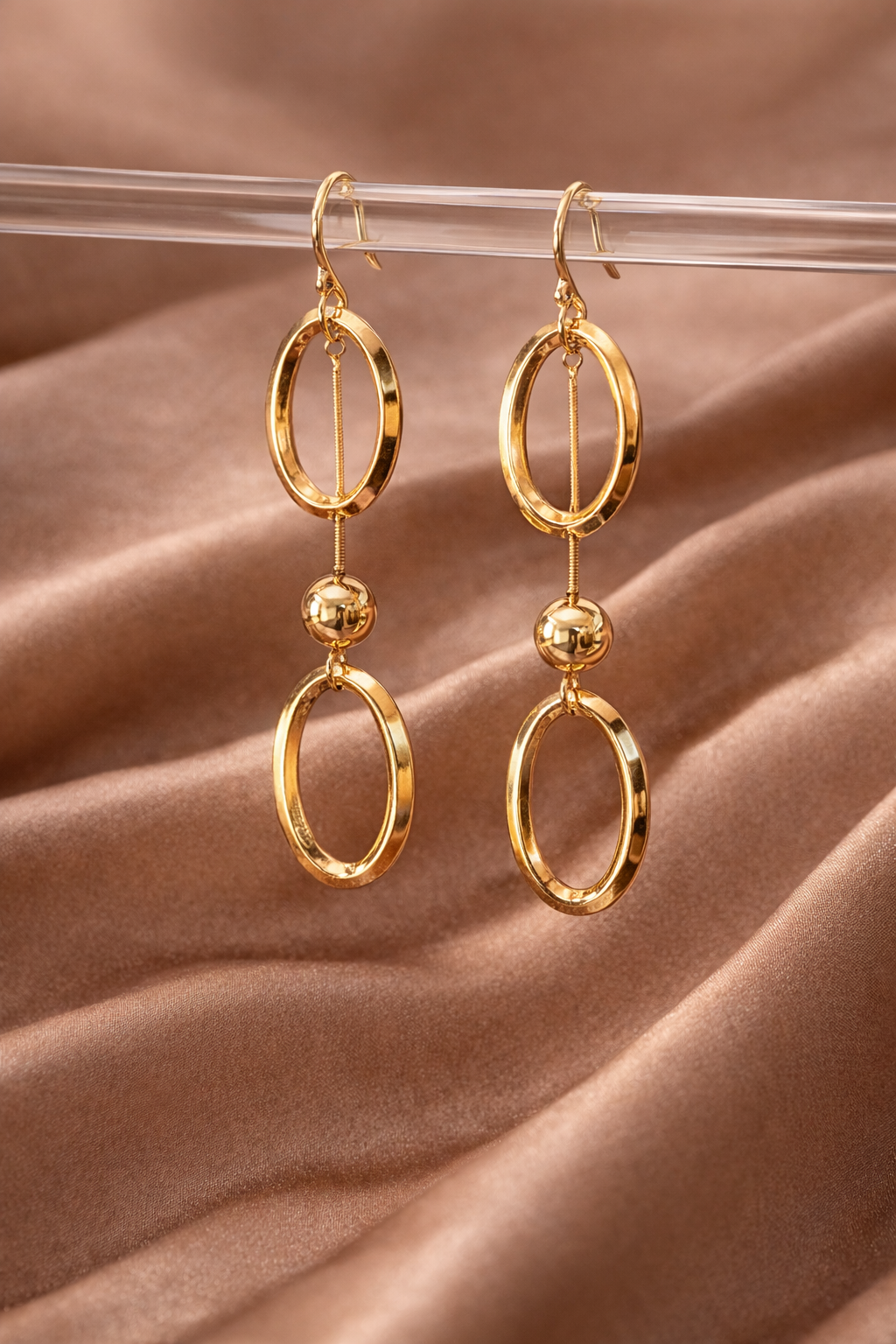 Gold Oval Drop Hoops