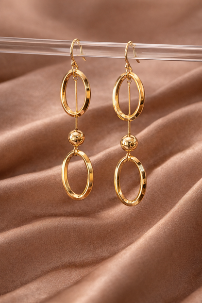 Gold Oval Drop Hoops