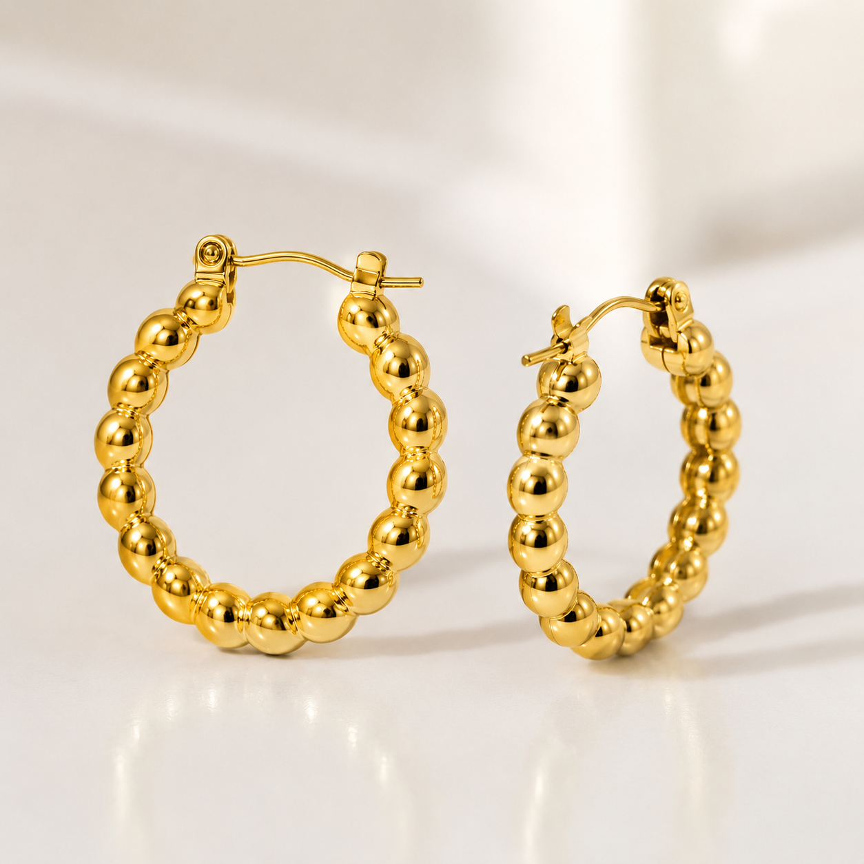 Minimal Gold Beaded Hoop Earrings